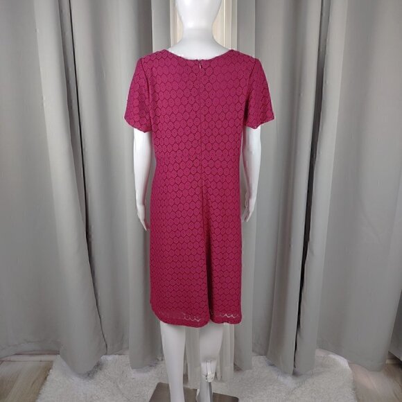 Rabbit Rabbit Rabbit Fuchsia (Off Red) Lace Dress Midi Length 3/4 Sleeve Size 16 - Picture 3 of 11